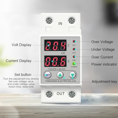Relé protector contra sobretensión ajustable 40A para evitar averías 230V 6
