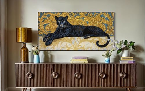 Portrait animalier panthère noire tableau sur toile pour créer une ambiance mystérieuse