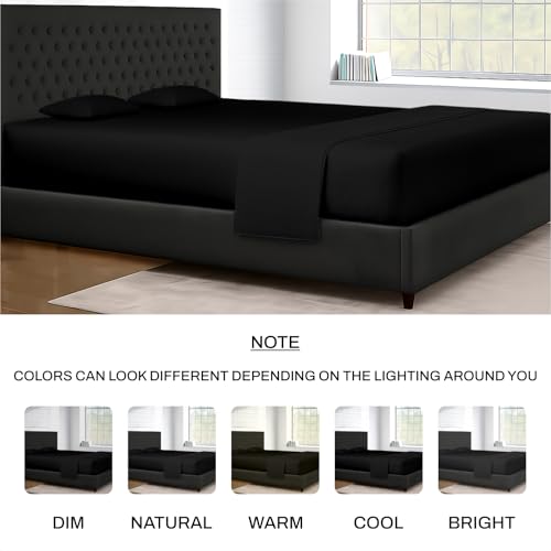 Image of SGI bedding 108 inch W x 80 inch L 4Pc Florida King Sheet Set 100% Egyptian Cotton - 600 Thread Count, Fits 18 inch Deep Pocket - Soft Breathable Oversized Sheets, for Extra Large Beds - Black