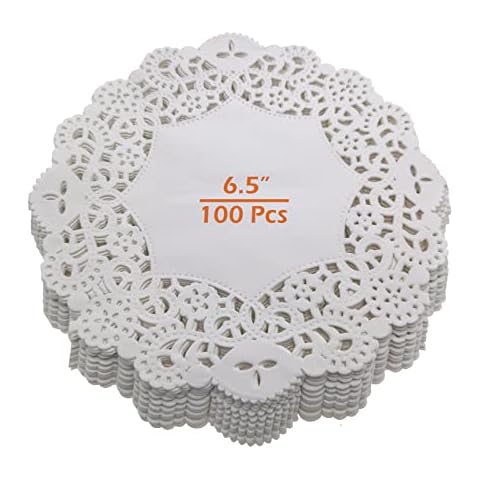 Lace Doilies Paper,100 PCS Round Paper Doilies Decorative White Cake Packaging Paper Pad Disposable Paper Mats Coasters Cover
