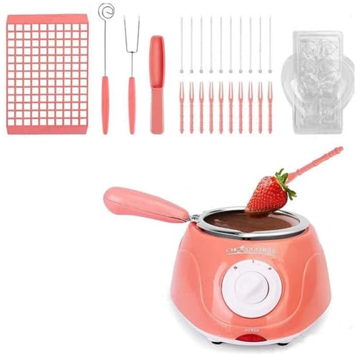 Pesfehhy Juego de Regalo para Derretir Chocolate Eléctrico, Derretir Chocolate con Molde DIY y Accesorios para Dulces, Leche, Queso, Enchufe Europeo B