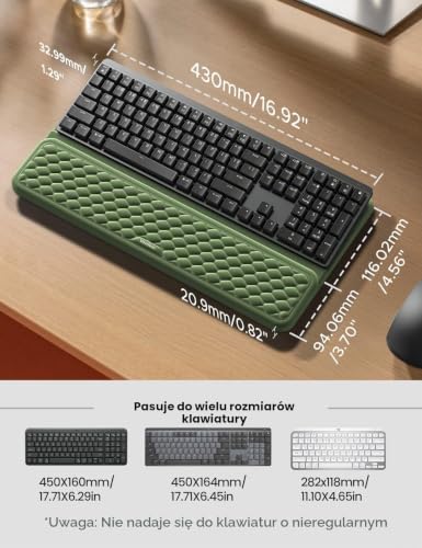 VAYDEER Ergonomiczna podkładka pod nadgarstek do klawiatury – podkładka pod nadgarstek z pianki memory, antypoślizgowa, zmniejsza obciążenie nadgarstków podczas długotrwałego użytkowania, idealna do