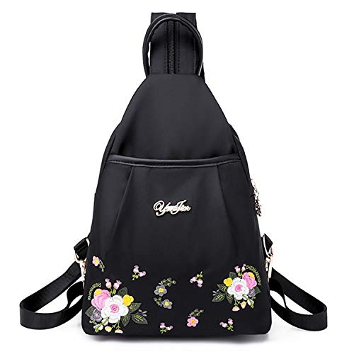 Jywmsc Mujer Elegante Pa o Oxford Bolsa de Pecho Se oras Bordado de Flores Mochila