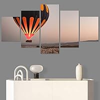 SIGNWIN 5 Panel Canvas Wall Art Modern Art Expressive Hot Air Balloon Minimalist Multicolor Photography Transportation for Home Decorations Ready to Hang - 60