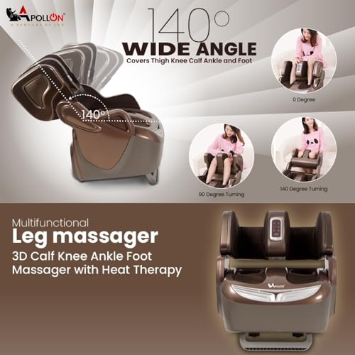 Image of Apollon 868 /416 Leg, foot, Thigh & Knee Massager, For Pain Relief Heating Therapy With 3 Level of Intensity 40 Kind of Different Massage Combination With 360 full Wrap Airbags, Corded Electric(Brown)