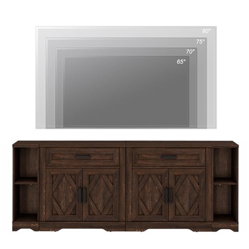 Image of WAMPAT Large Farmhouse Entertainment Center with Drawers for 85 inch TV