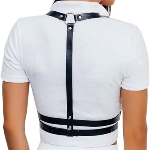 Leather Waist Belt Black Chest Harness Fashion Goth Rave Body Accessory for Women4