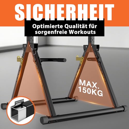 DH-FitLife-Faltbar-Power-Tower-Dip-Station-Klimmzugstange-Freistehend-mit-Dip-Barren-u-HantelablagenRueckenlehne-Kraftstation-Kraftturm-Fitness-Station-Power-Rack-for-Home-Gym