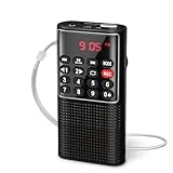 PRUNUS J-328 Mini Portable Pocket FM(NO AM) Radio Micro SD Card MP3 Player with Voice/FM Recording, Lock Button, Rechargeable Battery Operated(Black)
