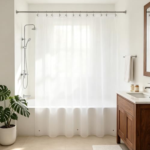 Image of Barossa Design 70x60 Short Frosted Shower Curtain Liner with 3 Magnets - Waterproof Short PEVA Plastic Shower Liner for Bathroom, PVC Free, Metal Grommets - Frost, 70x60