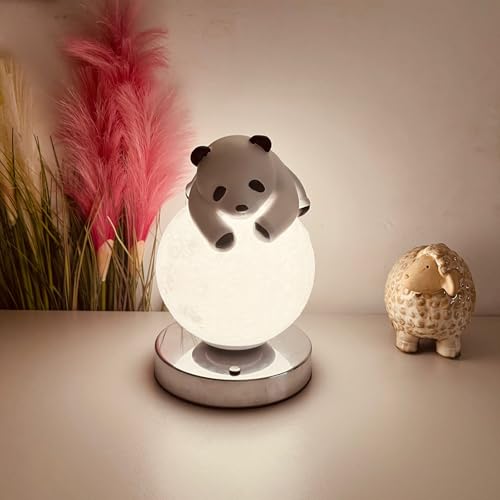 Image of CIMPEX Decorative Cute Teddy Figurine Moon Lamp Night Light, with USB Powered for Room Decoration, Gifting, Birthday, Anniversary, Christmas Light, Dimmable, 3 Ways Color Changing