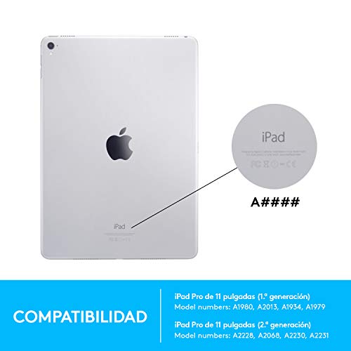 Logitech Slim Folio Pro Funda con Teclado Bluetooth retroiluminado para iPad Pro de 11 Pulgadas (1.ª, 2.ª, 3.ª, 4.ª generación - 2018, 2020, 2021, 2022), Disposición QWERTY Español, Gris