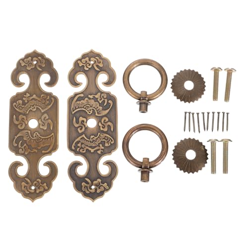 Anneome 2 piezas Tiradores Vintage de Latón para Puertas y Muebles Diseño Retro Resistente y Duradero para Armarios y Gabinetes Estilo Chino de Acabado Color Bronce Envejecido