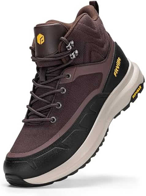 FitVille Wide Mens Boots Orthopedic Hiking Shoes with Arch Support for Men