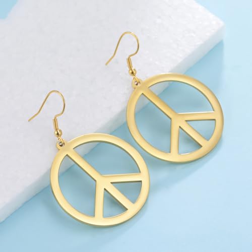 LIKGREAT Peace Pendant Hook Earrings Peace Sign Symbol Dangle Drop Earrings for Women4