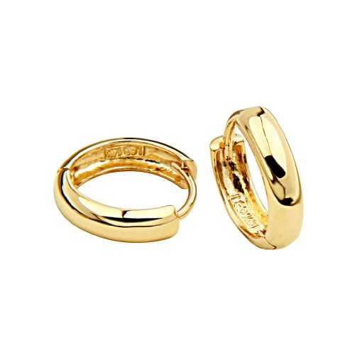 14k Yellow OR White Gold 3mm Thickness Huggie Earrings (12 x 12 mm)2