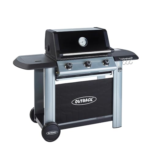 Image of Outback Magnum - 3 Burner Gas BBQ Grill with Side Burner - Black & Silver