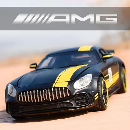 Image of 1:32 AMG GTR Toy Car Diecast Metal Cars Model Sound Light Pullback Openable Door Toy Car for Kids, Black