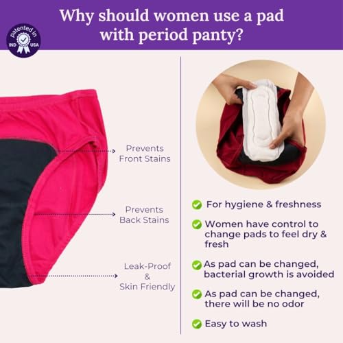 Image of ADIRA | Period Panty for Women | Hipster Fit Leakproof Panty for Periods | for School, Travel & Work | Low to Medium Flow | Use with Pad | Leakproof & Breathable | Pack of 1