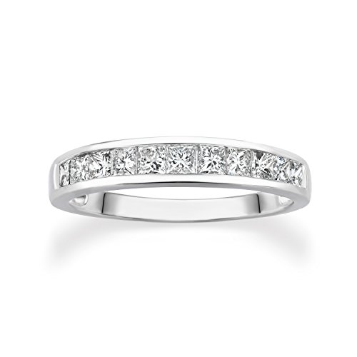 Jewelmore 1.75Ct Channel Set Princess Cut Diamond Engagement Ring Bridal Set 14K White Gold #TOP2