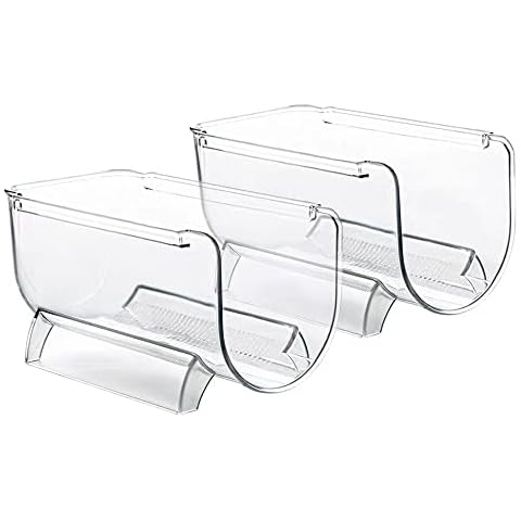 Heshebuy 2 Pack Bottle Rack, Fridge Organizer Bottle Rack, Stackable Wine Rack Plastic Bottle Holder Cover