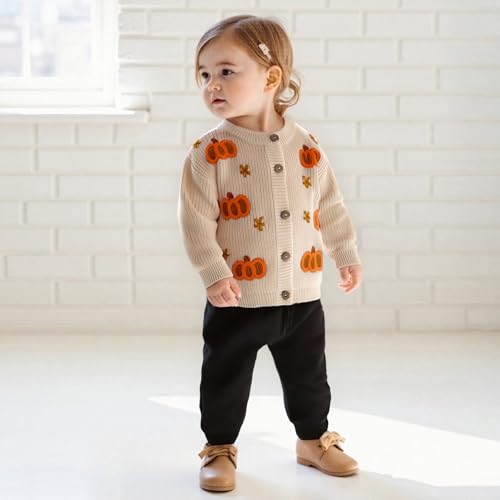 Toddler Baby Halloween Sweater Cardigan Girl Boy Button Down Pumpkin Chunky Knit Knitwear Infant Fall Winter Clothes4