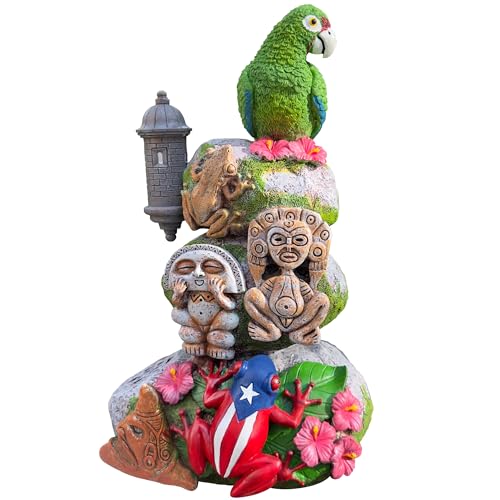 JULYSVE Limited Edition Puerto Rico Souvenirs Puerto Rican Souvenir with Coqui Sound Boricua Themed Tano Zemis Atabey Ycahu Moon Goddess Puerto Rican Parrot & Old San Juan Garita Morr Taino Art