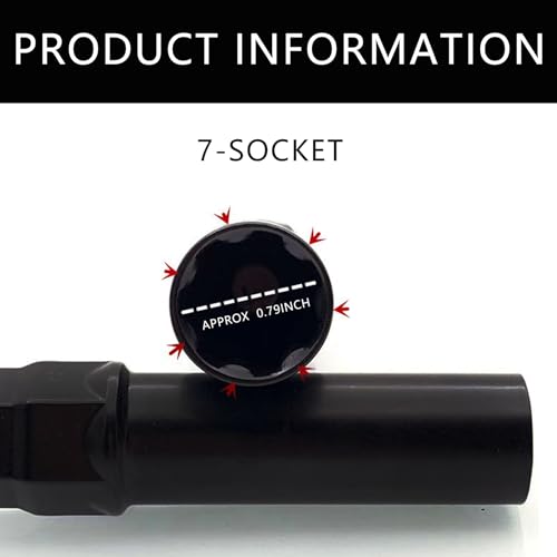 Image of Small 7 Spline Lug Nut Socket; Replacement 7 Point Spline Drive Tuner Wheel Lock Lug Nuts - 19mm 3 /4 inch 21mm 13 /16 inchHex Socket Wrench