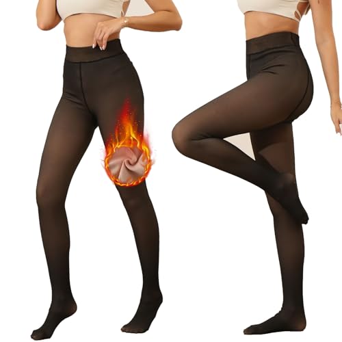 CHLDYCST Collant Termici Donna,Trasparenti, Effetto Velluto, Linea Cucitura Cavallo, S/M/L (IT, Testo, S, M, Regular, Regular, Nero-220g per 5~20 ℃)