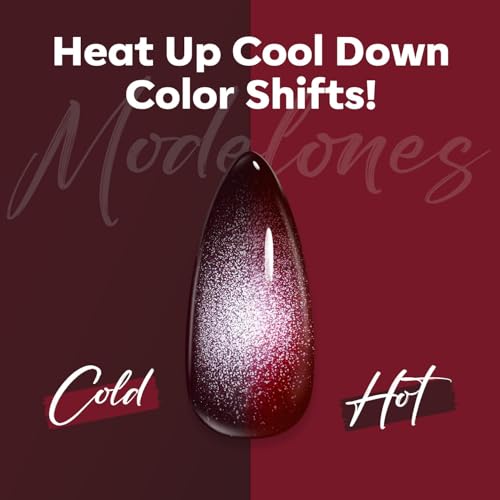 Image of modelones Red Cat Eye Gel Nail Polish Burgundy Wine Color Changing Mood Temperature Change valentine Nail Polish Gel Soak Off Nail Art New Year Party 15ML