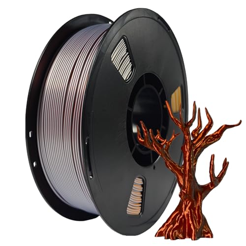 Miailuy 1.75mm Tricolor PLA 3D Printer Filament(SilkGoldSilverCopper), Iridescent Effect, 3D Silk Rainbow Filament Changes Color with Viewing Angle, Dimensional Accuracy +/-0.02mm, 2.2lbs/Spool