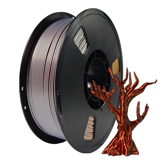 Miailuy 1.75mm Tricolor PLA 3D Printer Filament(SilkGoldSilverCopper), Iridescent Effect, 3D Silk Rainbow Filament Changes Color with Viewing Angle, Dimensional Accuracy +/-0.02mm, 2.2lbs/Spool