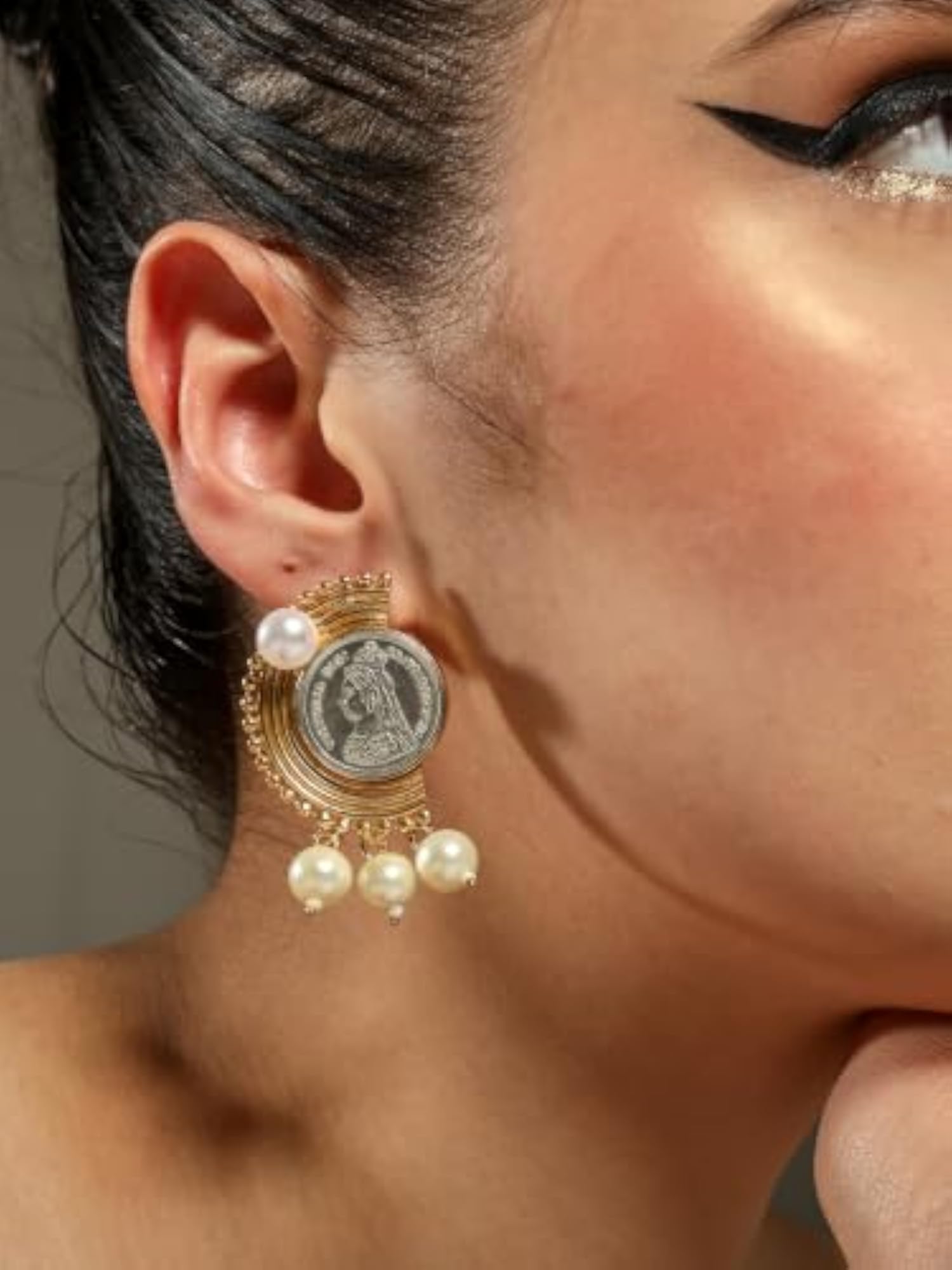 Women's Gold Plated Dangle Earrings, Gift for Her