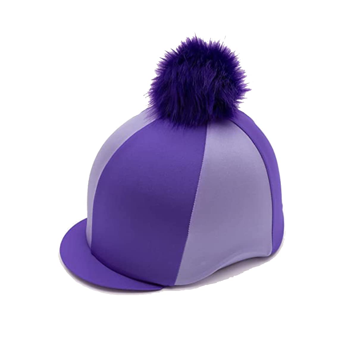 Luvponies Purple and Lilac Riding Hat Silk with Extra Fluffy Pom Pom