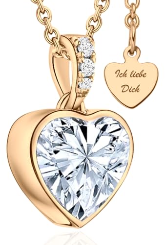 Halskette Damen Rosegold Herzkette Rose Gold Kette vergoldet Engelsflügel Damenkette Ich Liebe Dich Herz-Anhänger Rosegoldschmuck Schmuck Geburtstag Valentinstag Jahrestag Geschenke...