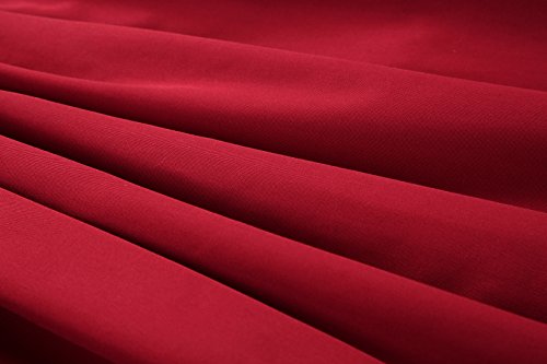 Saia midi evasê com cintura elástica e costas simples da Chouyatou - Bolso, Dark Red, Medium