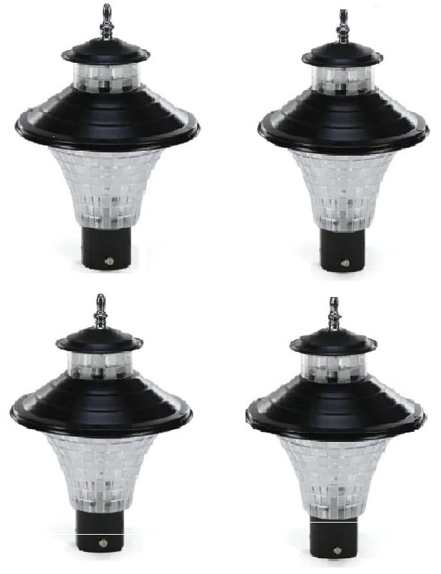 Image of Areezo Waterproof Outdoor Gate Light for Main Gate Pillar - Modern LED /Holder Based Lamp for Home, Garden & Balcony (Pack of 4, Jalwa Black)