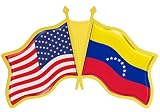 USA and Venezuela Crossed Flag Lapel Pin | American Venezuelan National Friendship Souvenir Gifts for Men & Women | US Venezuela Double Flag Patriotic Pins for Hat, Tie, and Backpack (1pc)