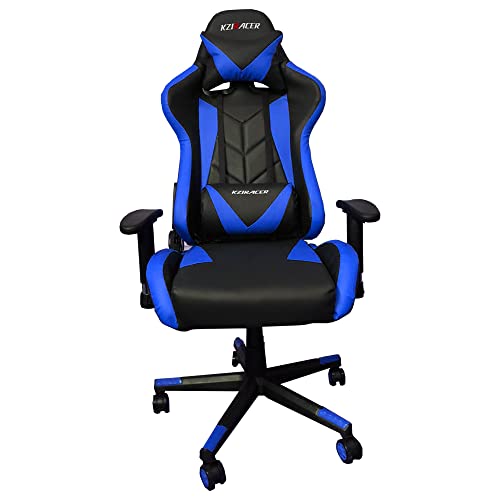 Cadeira Gamer Escritório Ergonômica Giratória Massageadora (Preta e Azul)