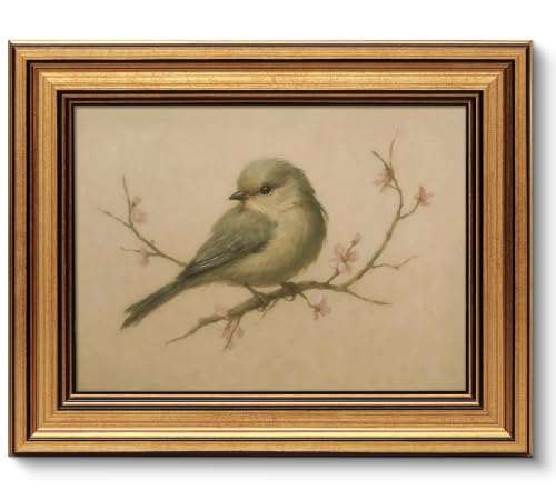 Image of NALEPS Vintage Bird Framed Wall Art, Bird Pictures Wall Decor 9x11 In | Vintage Gold Framed Wall Art,Birds Flowers Print Artwork, Vintage Bird Picture for Bedroom Living Room Home Decoration