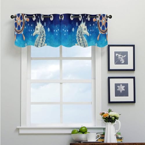 Cenefas de océano para cocina que visten sus ventanas rústicas, pack de 2 paneles 4