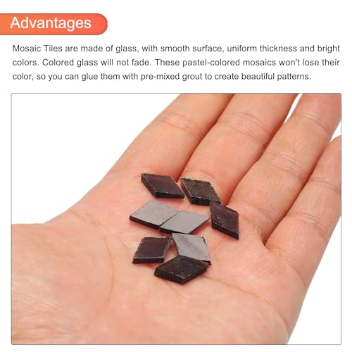 sourcing map 200g Mosaikfliesen in Rautenform aus Glas, Buntglasmosaikstücke für die Dekoration von Zuhause, Kunsthandwerk und DIY-Projekte, Transparentes Lila