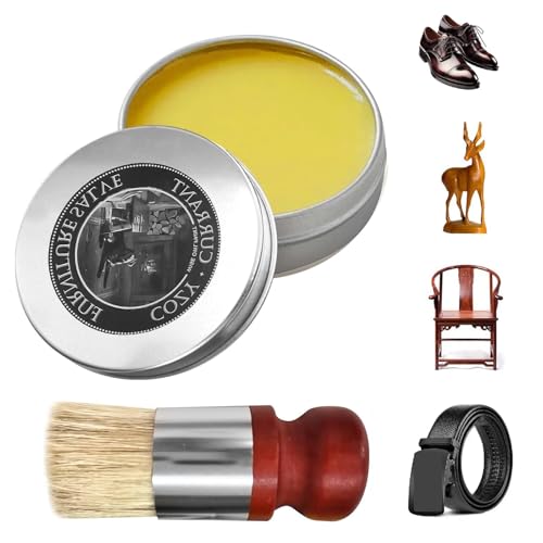 Furniture Salve for Leather,Salve per Mobili in Pelle,Detergente Multiuso per Pelle,Balsamo per Mobili in Pelle,Lucidante per Mobili con Spazzola Pelle,Adatto Scrivanie,Armadi,Divani,Sedili Auto,100g