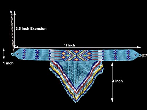Native Style Seed Beads Beaded Choker Bib Statement Necklace (Blue) #TOP1