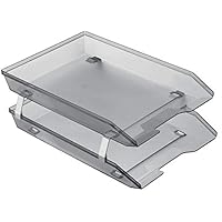 Acrimet Traditional 2 Tier Letter Tray, Front Load Design, A4 Letter Size, Desktop Organizer (Plastic) (Clear Green Color