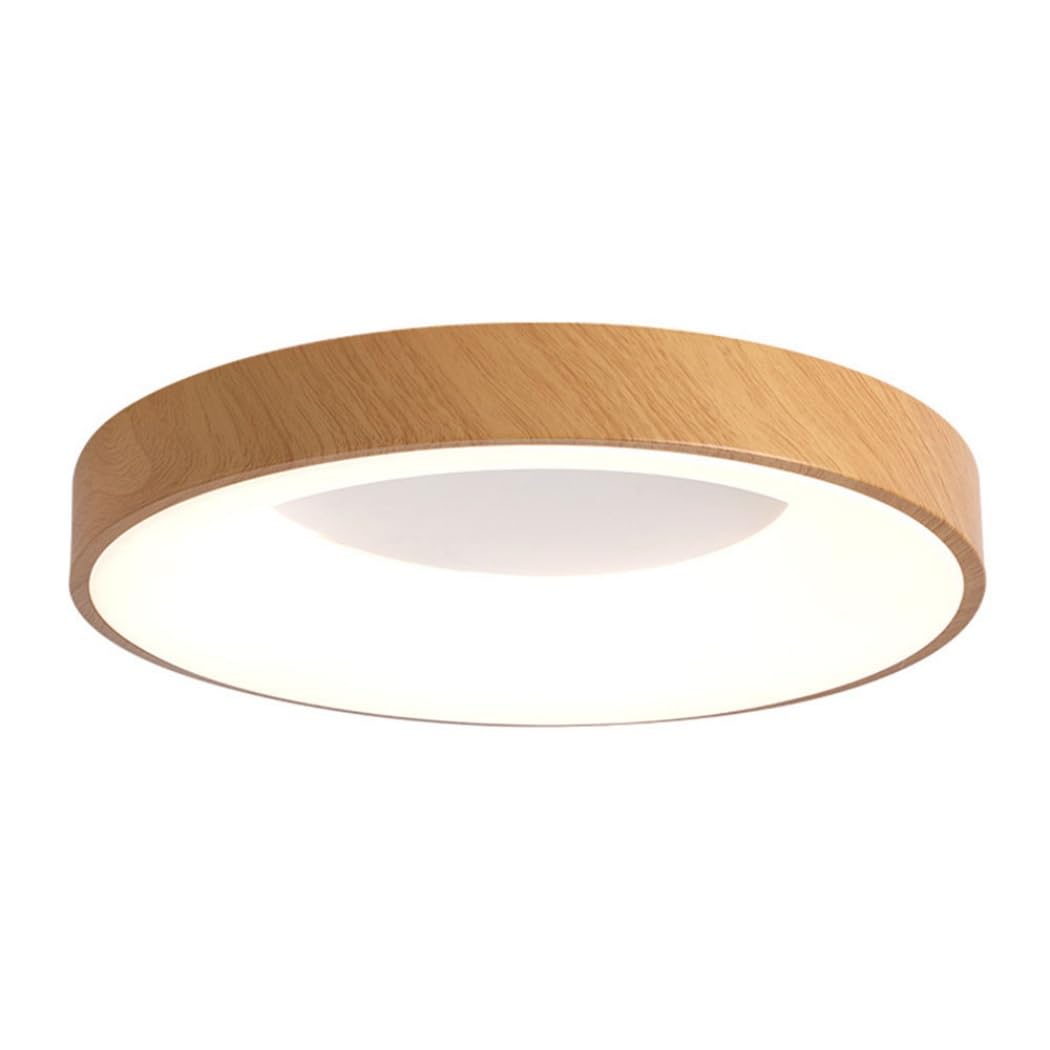 KNBVFHG Ultra-Thin Minimalist Wood Grain Ceiling Light Tri-Color Dimming Close to Ceiling Lamp Elegant Circular LED Lighting Fixture Three-Color Dimming Embedded Panel Lamps Hallway Home Office Porch