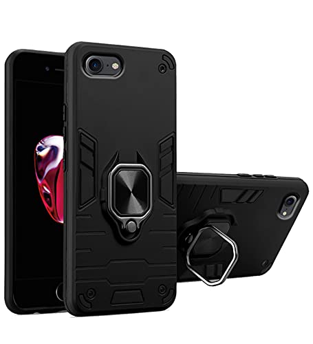 Image of Pikkme D5 Tough Armor Bumper Back Cover Case for iPhone 7, iPhone 8 |Ring Holder & Kickstand in-Built (Black)