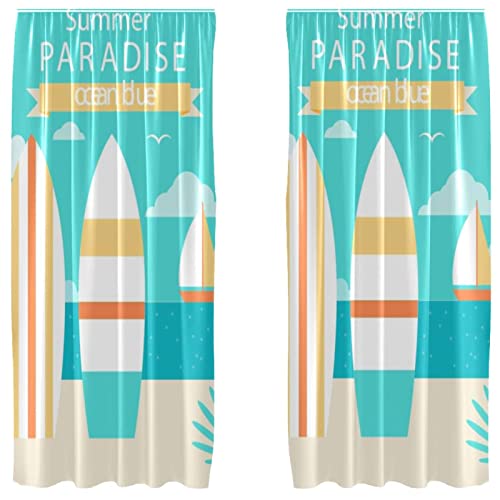 Cortinas opacas estampadas de surf con dos paneles aislantes de 55 x 84 pulgadas 2