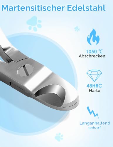 Gobeigo Krallenschere für Hunde mit Nagelfeile, Profi Krallenpflege for Haustiere, Scharfe Klingen Krallenschneider, Hundenagelschere für Große Hunde/Dicke Zehennägel/Alte Katzen