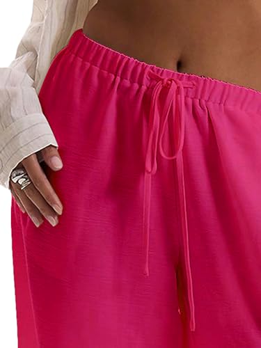 Image of RoseSeek Women's Beach Cover Ups Wide Leg Loose Linen Pants Swimsuit Coverup Summer Vacation Outfits 2026